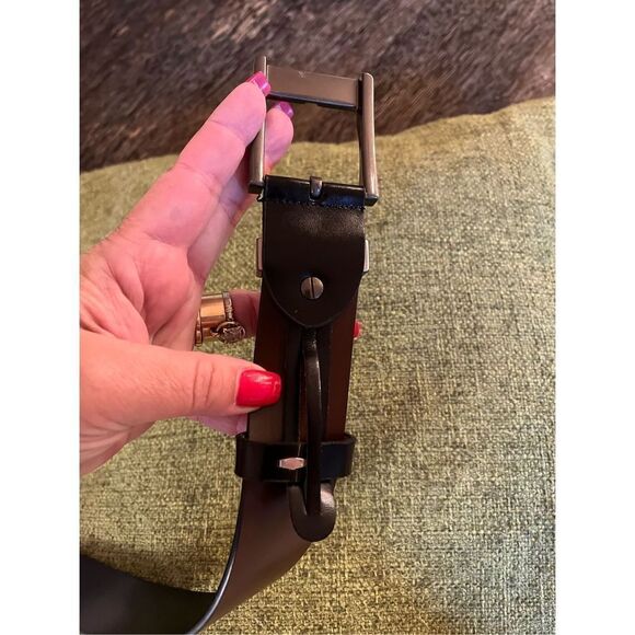 Rihachan Men’s Black Leather Pewter Buckle Belt sz 105 or US 42 - Picture 5 of 5